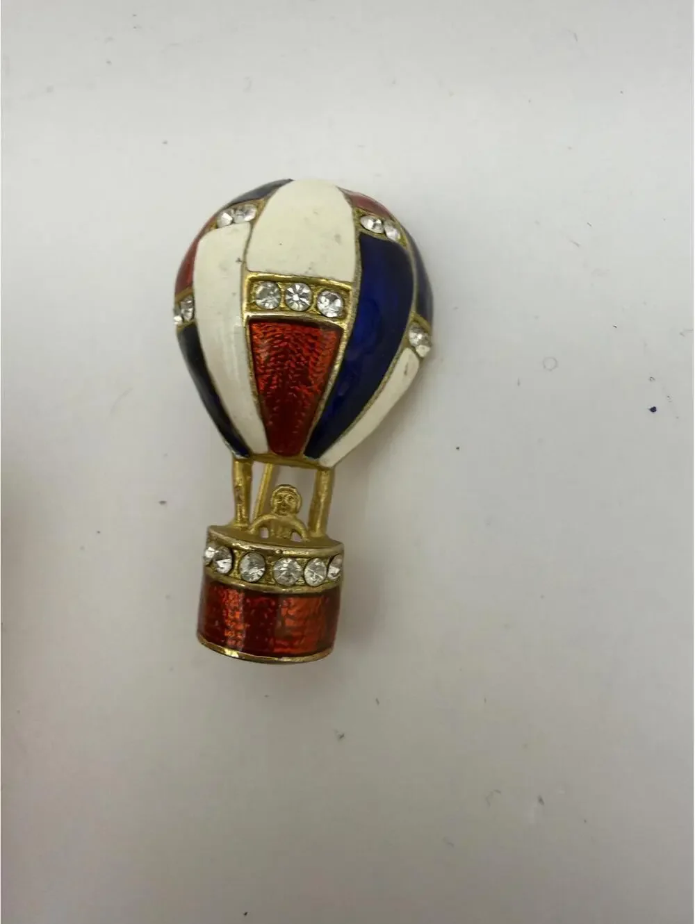 Vintage Hot Air Balloon Brooch Pin with Rhinestones